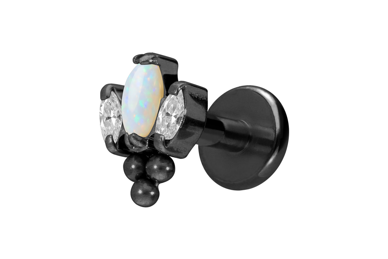 Titan Labret Piercing mit Innengewinde LOTUSBLÜTE + 3 KUGELN